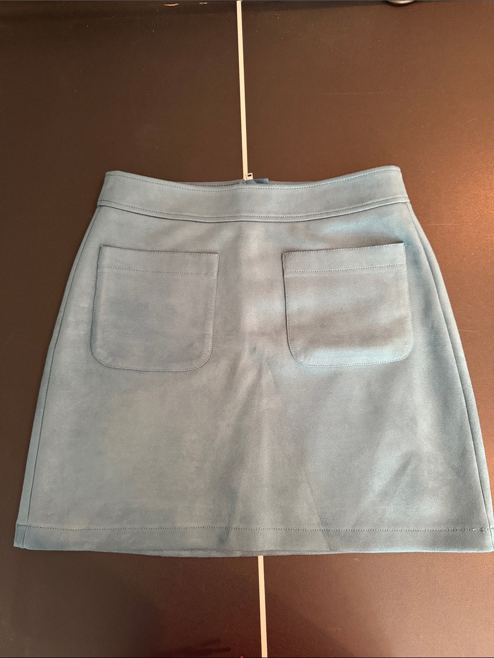 Loft Women’s Turquoise/Teal Blue Suede A-Line Mini Skirt-6